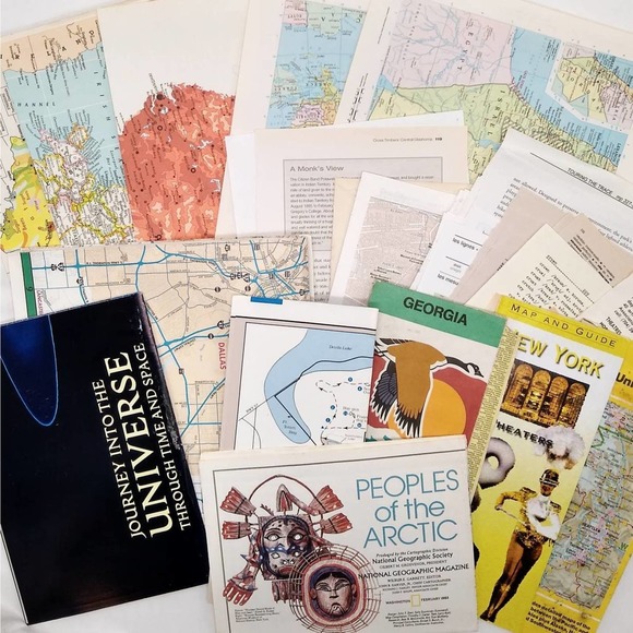 Travel Book Pages, Maps and Guide Book Page Bundle, Vintage Book Pages - Picture 3 of 4